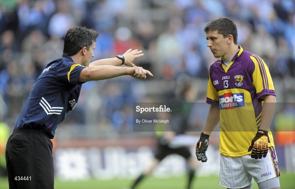 13 June 2010; Wexford manager Jason Ryan giving instructions to Ciaran Lyng from the sideline. Leinster GAA Football Senior Championship Quarter-Final, Dublin v Wexford, Croke Park, Dublin. Picture credit: Oliver McVeigh / SPORTSFILE
