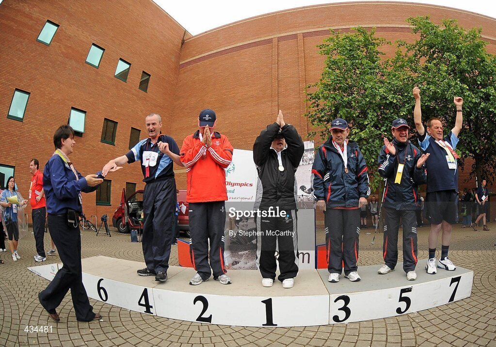 13 June 2010; A general view of the medal award ceremony during the final day of the 2010 Special Olympics Ireland Games. University of Limerick, Limerick. Picture credit: Stephen McCarthy / SPORTSFILE