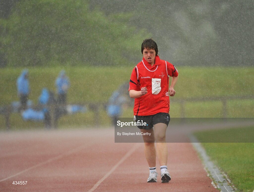 13 June 2010; Elizabeth Walsh, Knocknagree, Kerry, in action during the 1500m walk & run athletics event during the final day of the 2010 Special Olympics Ireland Games. University of Limerick, Limerick. Picture credit: Stephen McCarthy / SPORTSFILE