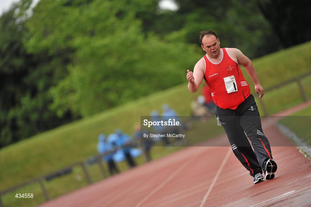 13 June 2010; Patrick Byard, from Waterford, Munster Region, on his way to winning the 1500m walk & run athletics event during the final day of the 2010 Special Olympics Ireland Games. University of Limerick, Limerick. Picture credit: Stephen McCarthy / SPORTSFILE