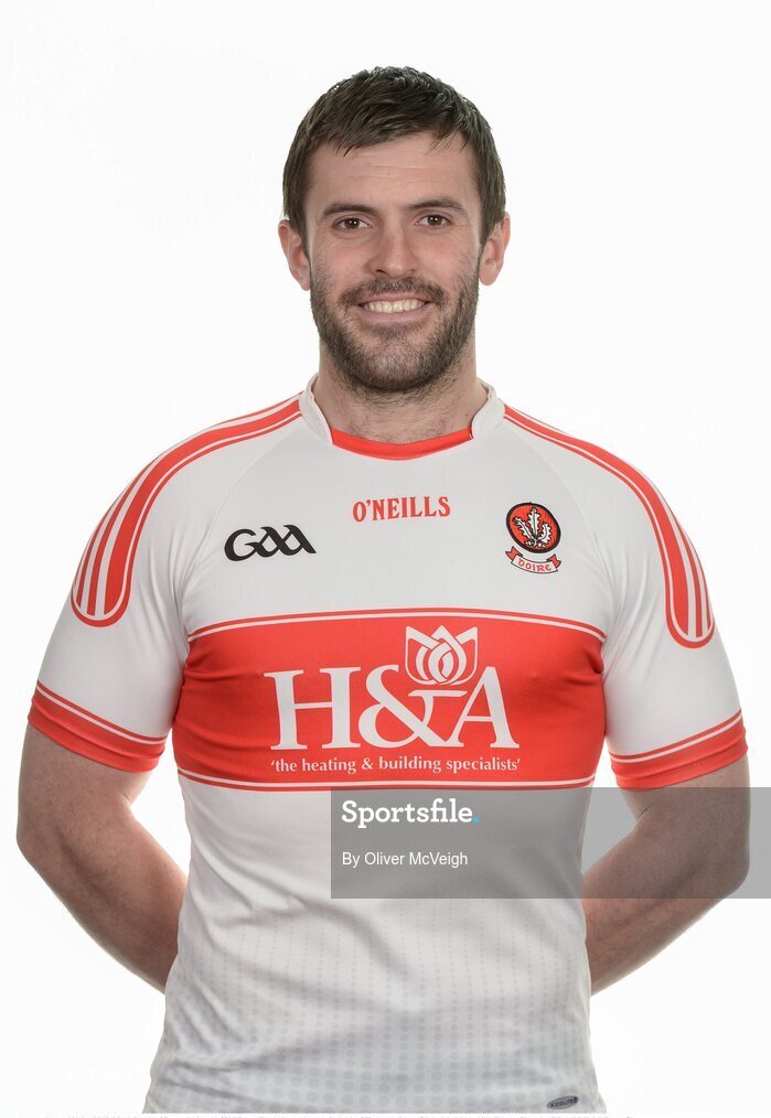 16 May 2016; Mark Lynch of Derry during the 2016 Derry Football squad portraits in the O'Donovan Rossa GAA club, Magherafelt, Derry.  Photo by Oliver McVeigh/Sportsfile