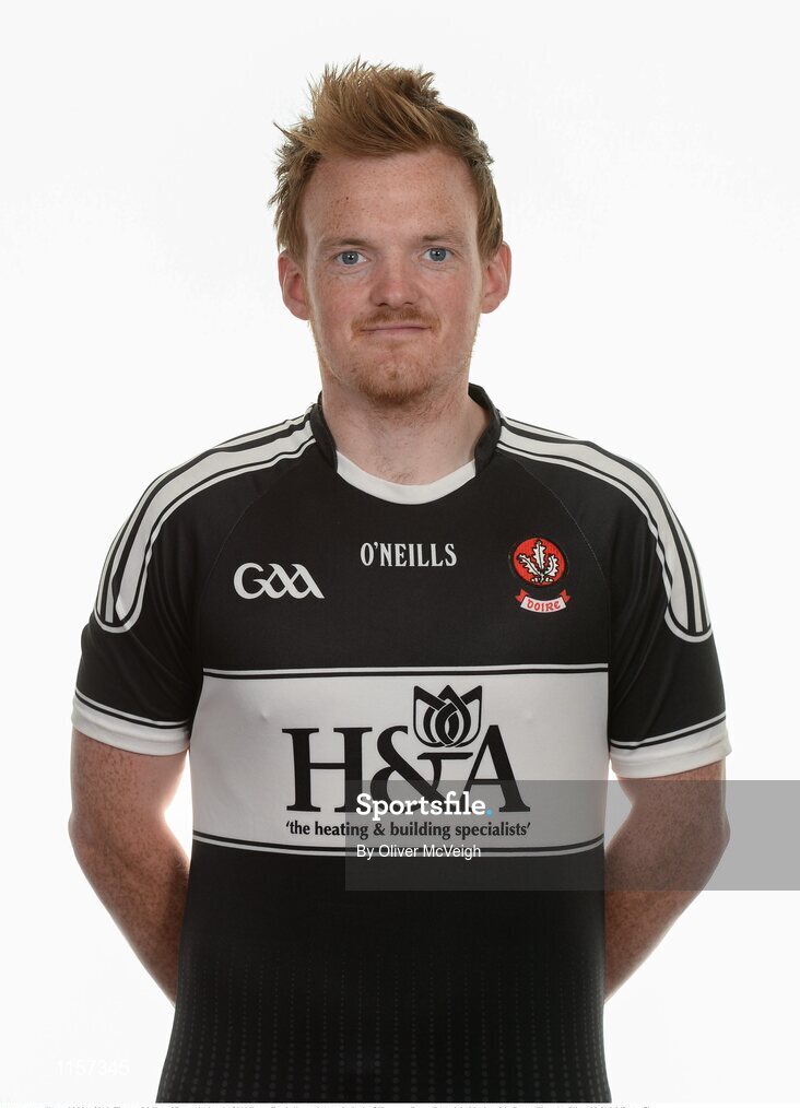 16 May 2016; Thomas Mallon of Derry during the 2016 Derry Football squad portraits in the O'Donovan Rossa GAA club, Magherafelt, Derry. Photo by Oliver McVeigh/Sportsfile