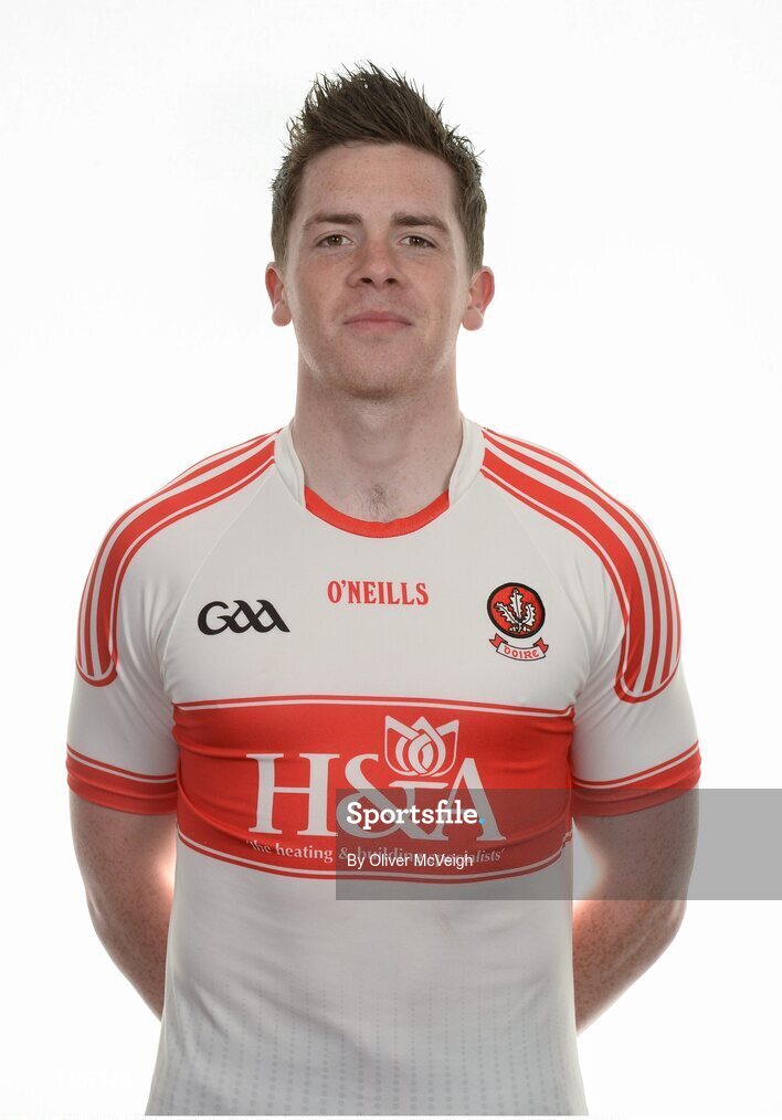16 May 2016; Dermot McBride of Derry during the 2016 Derry Football squad portraits in the O'Donovan Rossa GAA club, Magherafelt, Derry. Photo by Oliver McVeigh/Sportsfile