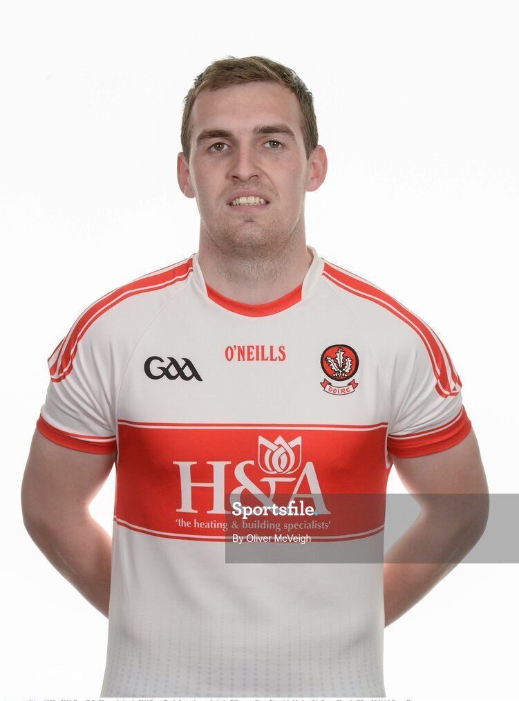 16 May 2016; Ryan Bell of Derry during the 2016 Derry Football squad portraits in the O'Donovan Rossa GAA club, Magherafelt, Derry. Photo by Oliver McVeigh/Sportsfile