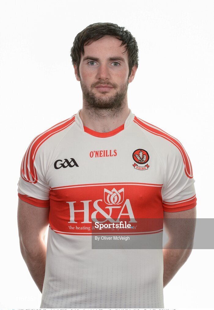 16 May 2016; Oisin Duffy of Derry during the 2016 Derry Football squad portraits in the O'Donovan Rossa GAA club, Magherafelt, Derry. Photo by Oliver McVeigh/Sportsfile