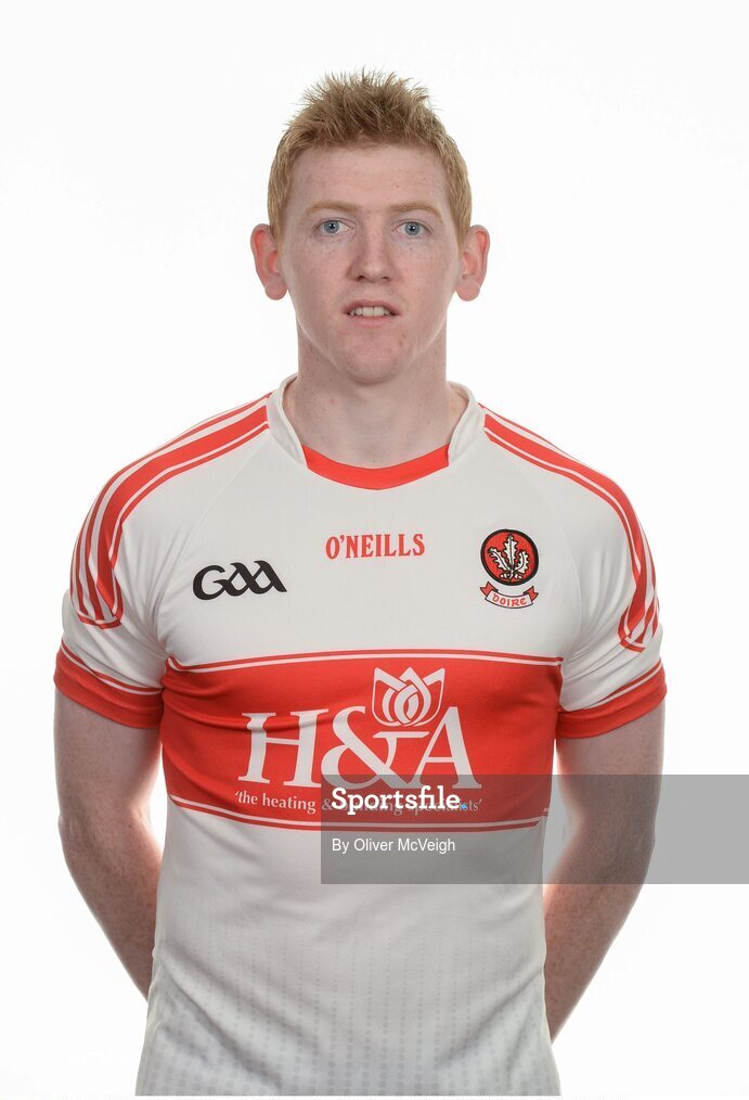 16 May 2016; Christopher Bradley of Derry during the 2016 Derry Football squad portraits in the O'Donovan Rossa GAA club, Magherafelt, Derry. Photo by Oliver McVeigh/Sportsfile