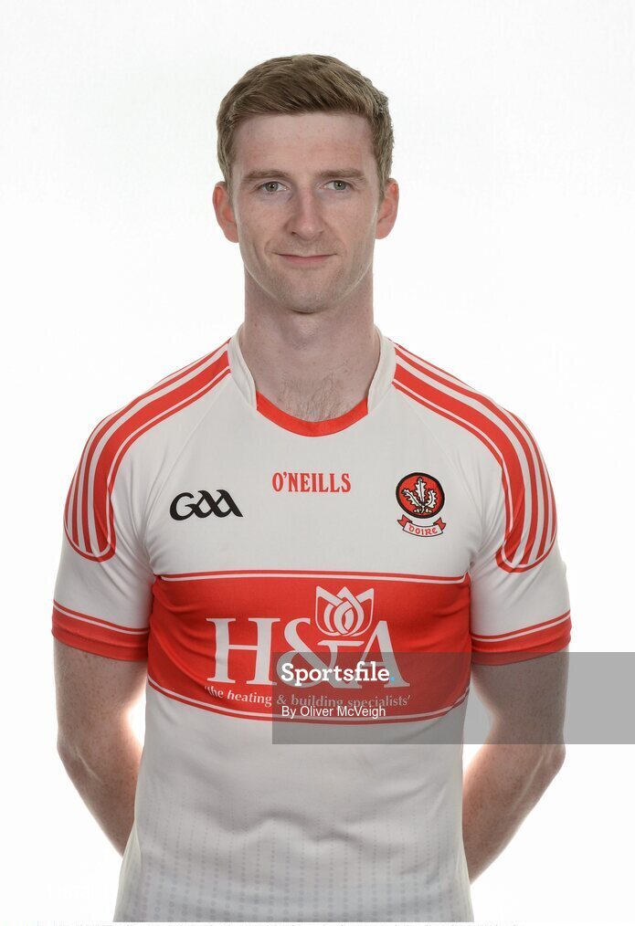 16 May 2016; Niall Holly of Derry during the 2016 Derry Football squad portraits in the O'Donovan Rossa GAA club, Magherafelt, Derry. Photo by Oliver McVeigh/Sportsfile