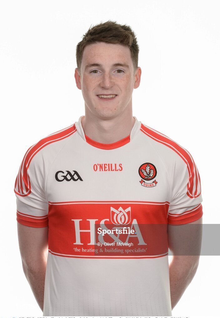 16 May 2016; Gareth McKinless of Derry during the 2016 Derry Football squad portraits in the O'Donovan Rossa GAA club, Magherafelt, Derry. Photo by Oliver McVeigh/Sportsfile