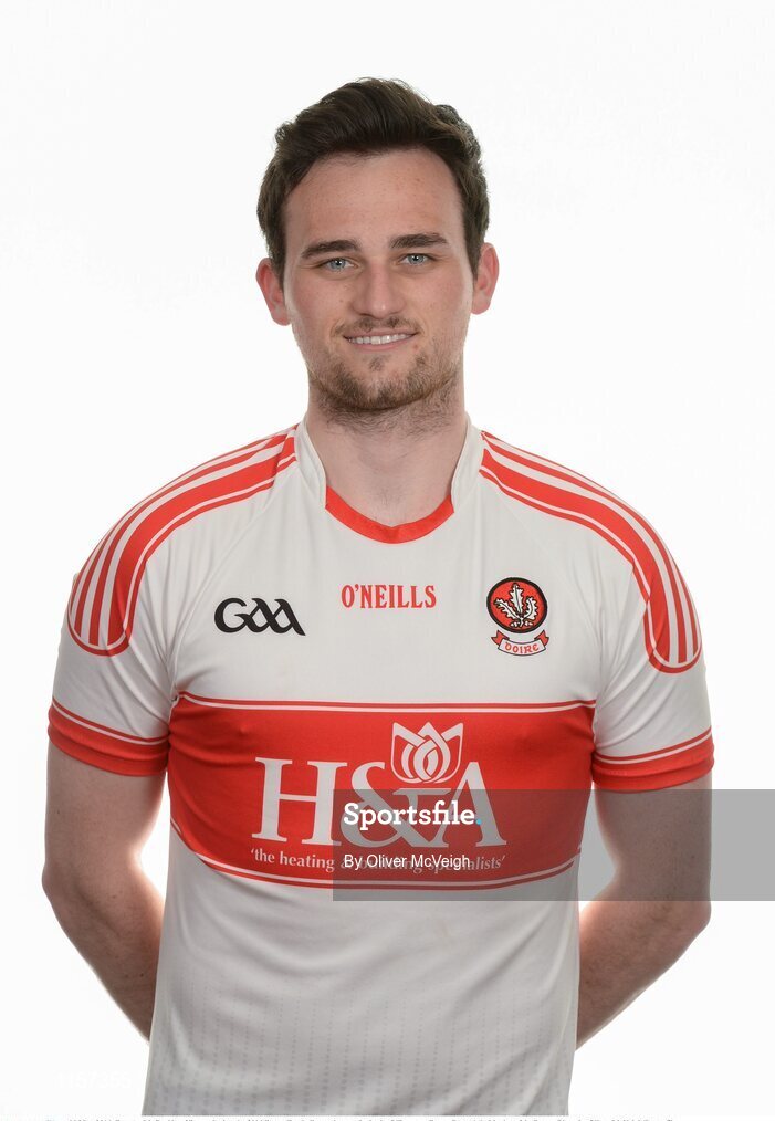 16 May 2016; Dermot McGuckin of Derry during the 2016 Derry Football squad portraits in the O'Donovan Rossa GAA club, Magherafelt, Derry. Photo by Oliver McVeigh/Sportsfile
