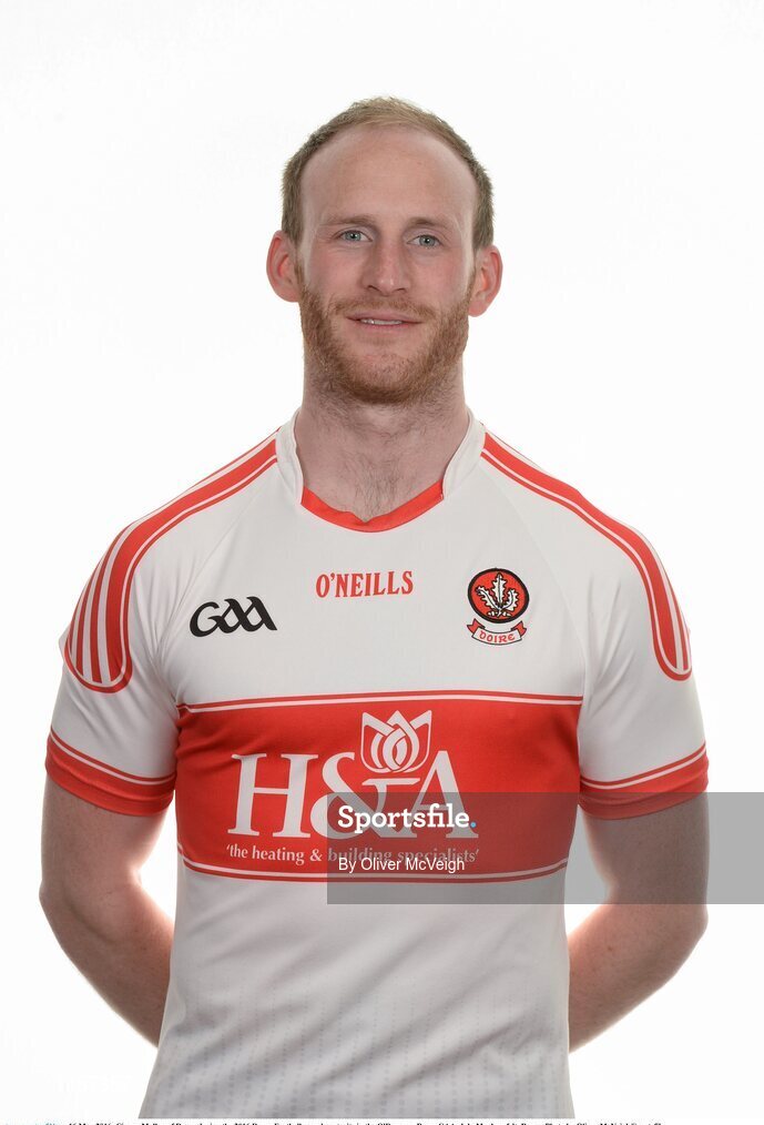 16 May 2016; Ciaran Mullan of Derry during the 2016 Derry Football squad portraits in the O'Donovan Rossa GAA club, Magherafelt, Derry. Photo by Oliver McVeigh/Sportsfile