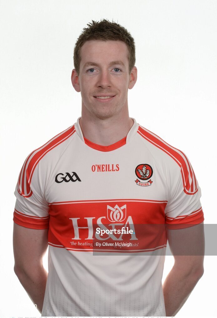 16 May 2016; Niall Loughlin of Derry during the 2016 Derry Football squad portraits in the O'Donovan Rossa GAA club, Magherafelt, Derry. Photo by Oliver McVeigh/Sportsfile
