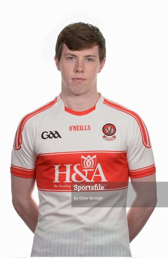 16 May 2016; Michael McEvoy of Derry during the 2016 Derry Football squad portraits in the O'Donovan Rossa GAA club, Magherafelt, Derry. Photo by Oliver McVeigh/Sportsfile