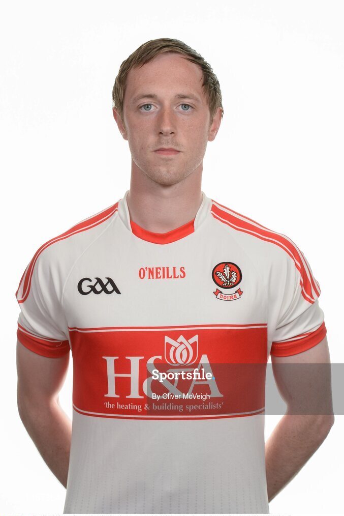 16 May 2016; Neil Forester of Derry during the 2016 Derry Football squad portraits in the O'Donovan Rossa GAA club, Magherafelt, Derry. Photo by Oliver McVeigh/Sportsfile
