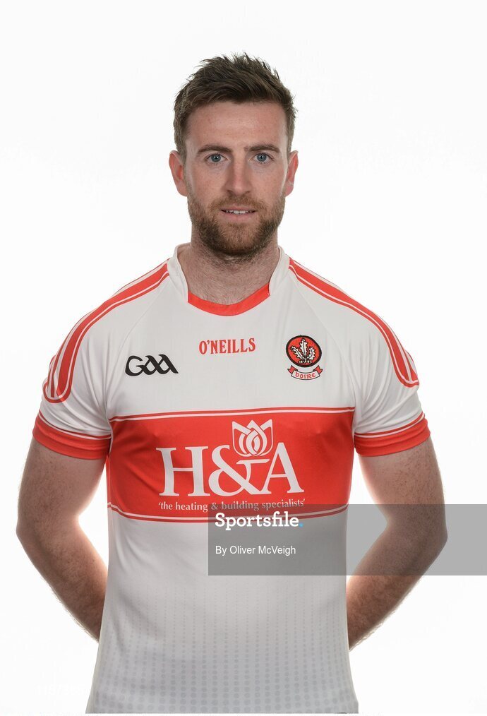 16 May 2016; Mark Craig of Derry during the 2016 Derry Football squad portraits in the O'Donovan Rossa GAA club, Magherafelt, Derry. Photo by Oliver McVeigh/Sportsfile