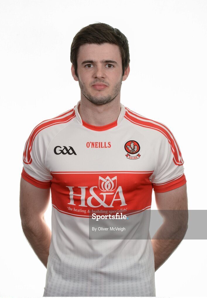 16 May 2016; Karl McKaigue of Derry during the 2016 Derry Football squad portraits in the O'Donovan Rossa GAA club, Magherafelt, Derry. Photo by Oliver McVeigh/Sportsfile