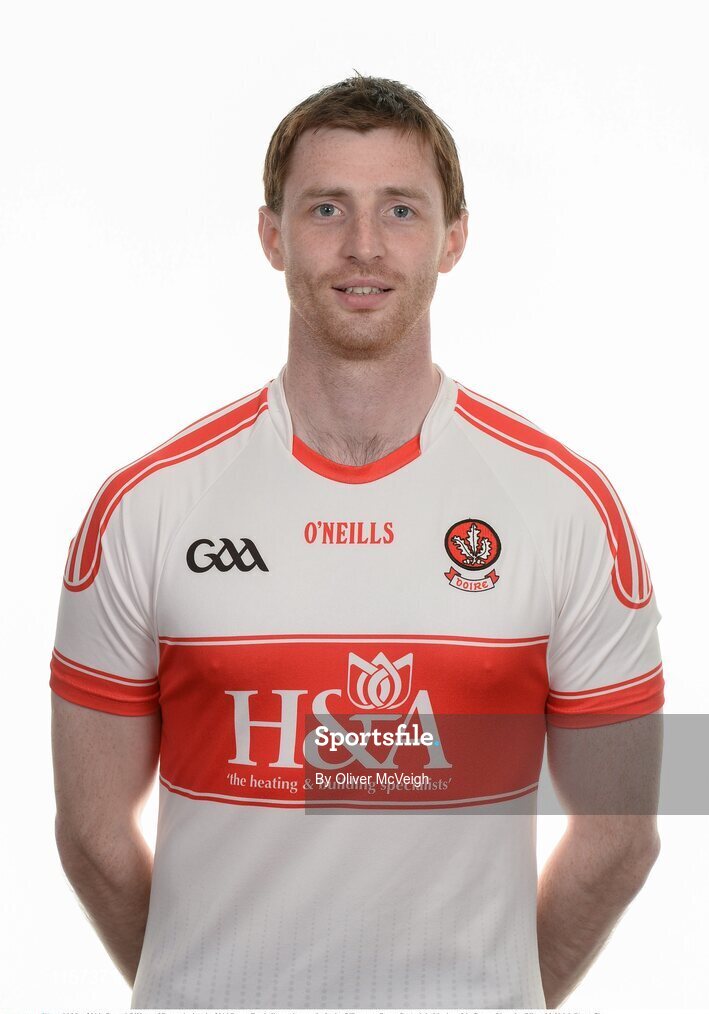 16 May 2016; Gerard O'Kane of Derry during the 2016 Derry Football squad portraits in the O'Donovan Rossa GAA club, Magherafelt, Derry. Photo by Oliver McVeigh/Sportsfile