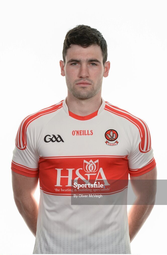 16 May 2016; Daniel Heavron of Derry during the 2016 Derry Football squad portraits in the O'Donovan Rossa GAA club, Magherafelt, Derry. Photo by Oliver McVeigh/Sportsfile
