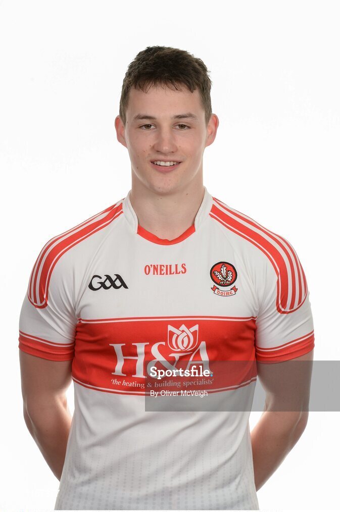 16 May 2016; Kevin Johnston of Derry during the 2016 Derry Football squad portraits in the O'Donovan Rossa GAA club, Magherafelt, Derry. Photo by Oliver McVeigh/Sportsfile