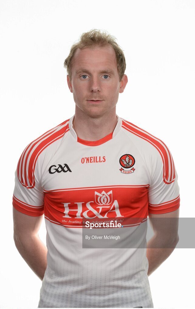 16 May 2016; Sean Leo McGoldrick of Derry during the 2016 Derry Football squad portraits in the O'Donovan Rossa GAA club, Magherafelt, Derry. Photo by Oliver McVeigh/Sportsfile