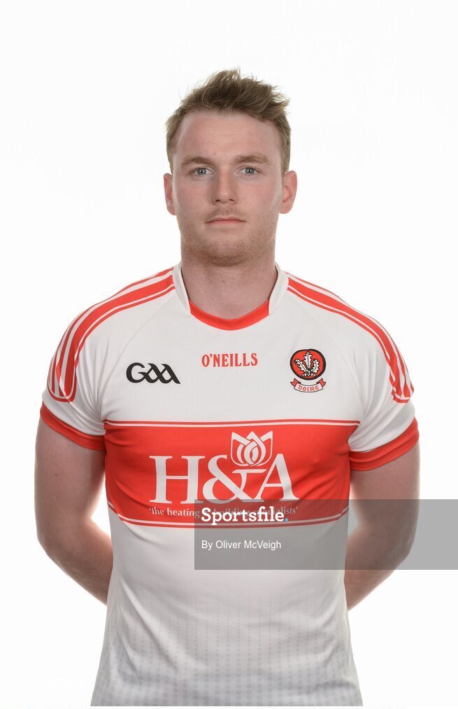 16 May 2016; Liam McGoldrick of Derry during the 2016 Derry Football squad portraits in the O'Donovan Rossa GAA club, Magherafelt, Derry. Photo by Oliver McVeigh/Sportsfile