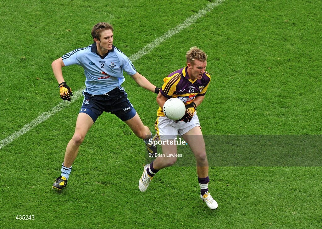 13 June 2010; P.J. Banville, Wexford, in action against Michael Fitzsimons, Dublin. Leinster GAA Football Senior Championship Quarter-Final, Dublin v Wexford, Croke Park, Dublin. Picture credit: Brian Lawless / SPORTSFILE