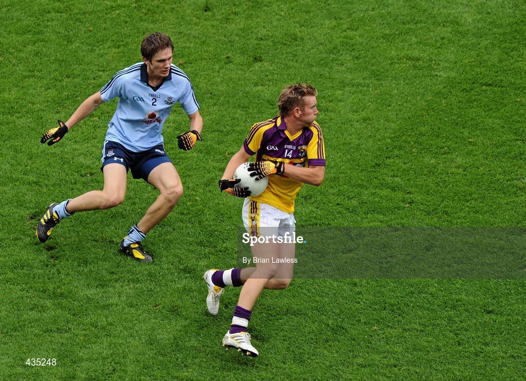 13 June 2010; P.J. Banville, Wexford, in action against Michael Fitzsimons, Dublin. Leinster GAA Football Senior Championship Quarter-Final, Dublin v Wexford, Croke Park, Dublin. Picture credit: Brian Lawless / SPORTSFILE