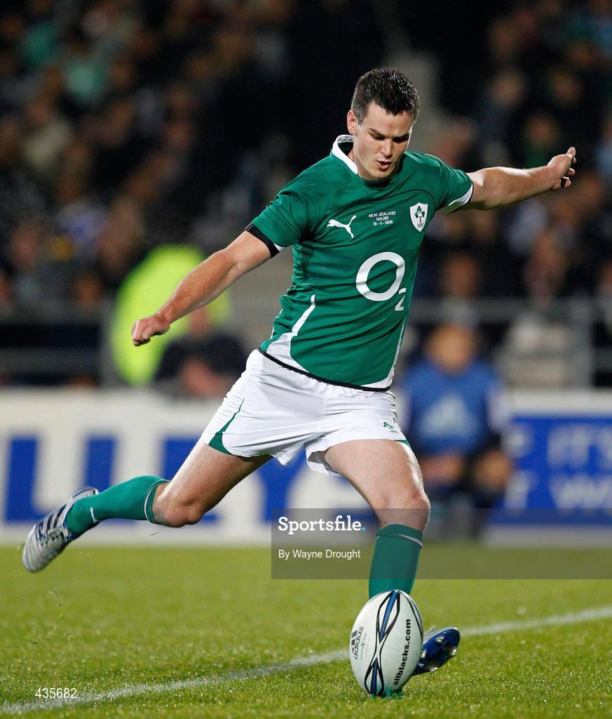 18 June 2010; Ireland's Jonathan Sexton kicks for goal against the New Zealand Maori. Summer Tour 2010, New Zealand Maori v Ireland, International Stadium, Rotorua, New Zealand. Picture credit: Wayne Drought / SPORTSFILE