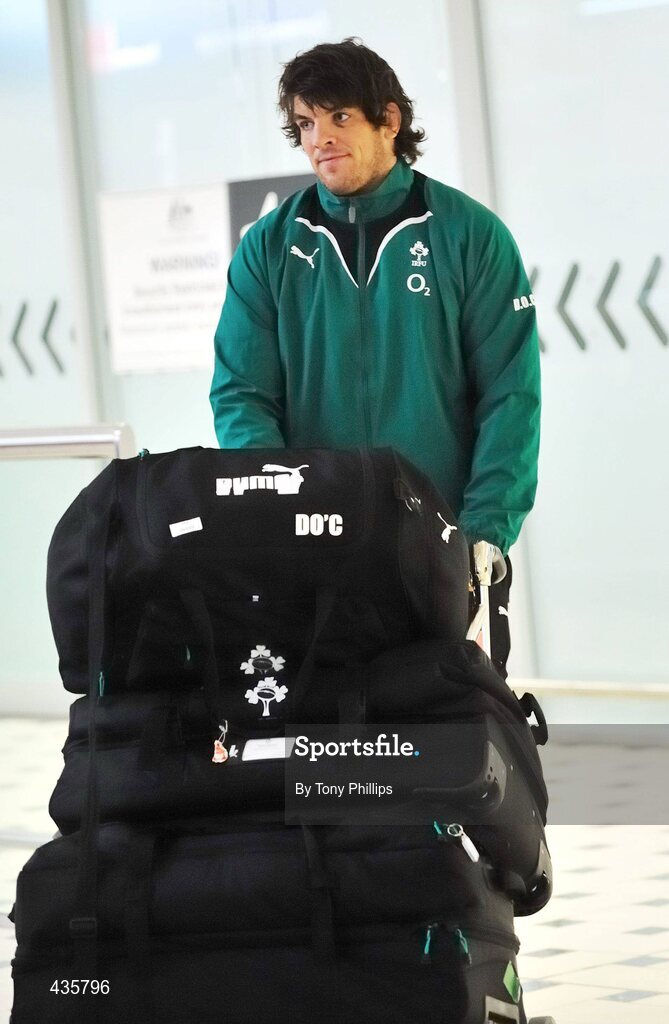 19 June 2010; Ireland's Donncha O'Callaghan on arrival in Brisbane Airport ahead of their game against Australia on Saturday 26 June. Brisbane Airport, Brisbane, Australia. Picture credit: Tony Phillips / SPORTSFILE