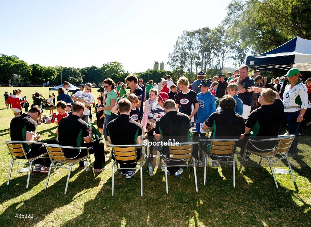 20 June 2010; Ireland players during a fan session in Brisbane ahead of their game against Australia on Saturday week. Brothers RFC, Brisbane, Australia. Picture credit: Tony Phillips / SPORTSFILE