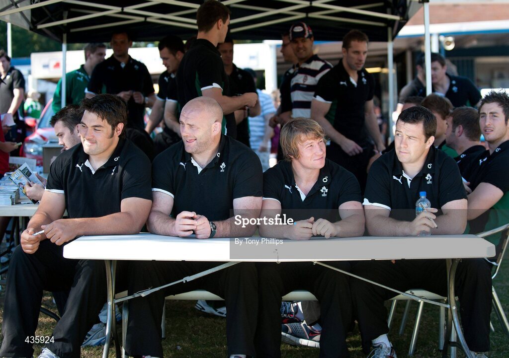 20 June 2010; Ireland's Tony Buckly, John Hayes, Jerry Flannery and David Wallace during a fan session in Brisbane ahead of their game against Australia on Saturday week. Brothers RFC, Brisbane, Australia. Picture credit: Tony Phillips / SPORTSFILE