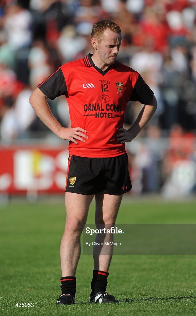 19 June 2010; A dejected Brendan Coulter, Down, at the final whistle. Ulster GAA Football Senior Championship Semi-Final, Casement Park, Belfast, Co. Antrim. Picture credit: Oliver McVeigh / SPORTSFILE