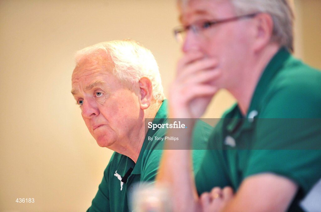 21 June 2010; Ireland's Backs Coach Alan Gaffney speaking during a press conference ahead of their game against Australia on Saturday 26 June. Ireland Rugby Squad Press Conference, Hilton Hotel, Brisbane, Australia. Picture credit: Tony Phillips / SPORTSFILE