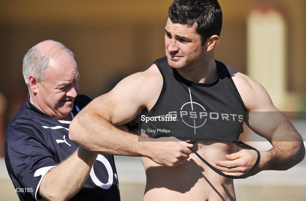 21 June 2010; Ireland's Rob Kearney and team masseur Willie Bennett during squad training ahead of their game against Australia on Saturday 26 June. Ireland Rugby Squad Training, Anglican Grammar School, Brisbane, Australia. Picture credit: Tony Phillips / SPORTSFILE