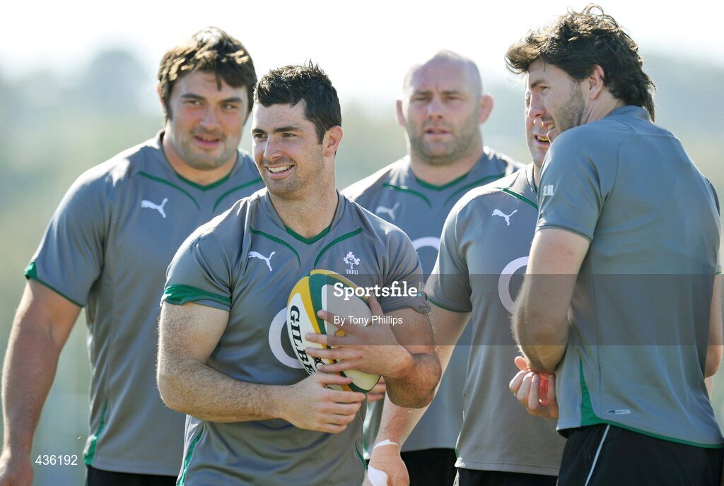 21 June 2010; Ireland's Tony Buckley, Rob Kearney, John Hayes and Shane Horgan during squad training ahead of their game against Australia on Saturday 26 June. Ireland Rugby Squad Training, Anglican Grammar School, Brisbane, Australia. Picture credit: Tony Phillips / SPORTSFILE