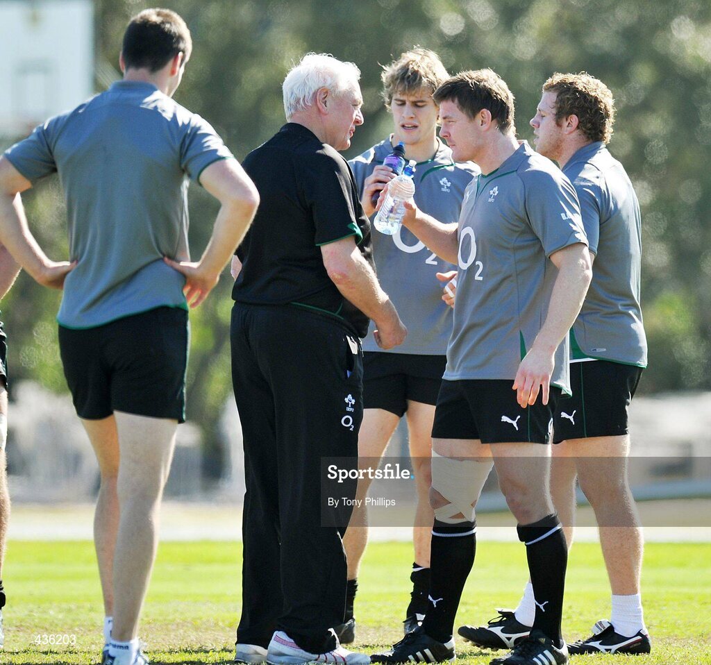 21 June 2010; Ireland's Andrew Trimble, Brian ODriscoll and Sean Cronin during squad training ahead of their game against Australia on Saturday 26 June. Ireland Rugby Squad Training, Anglican Grammar School, Brisbane, Australia. Picture credit: Tony Phillips / SPORTSFILE