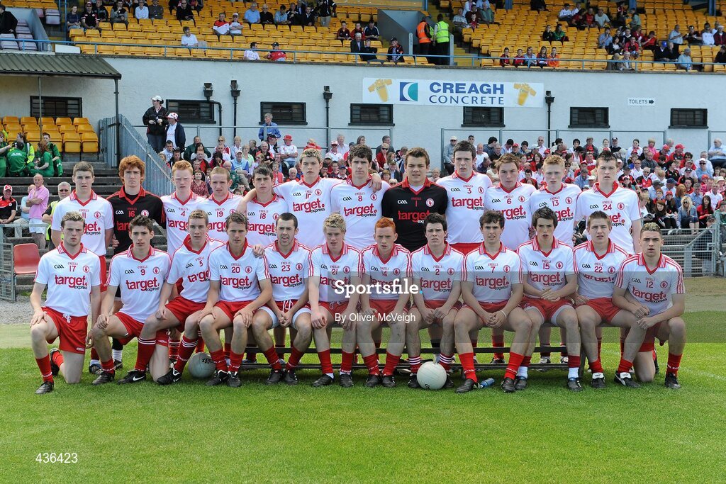 19 June 2010; The Tyrone squad. Ulster GAA Football Minor Championship Semi-Final, Tyrone v Down, Casement Park, Belfast, Co. Antrim. Picture credit: Oliver McVeigh / SPORTSFILE