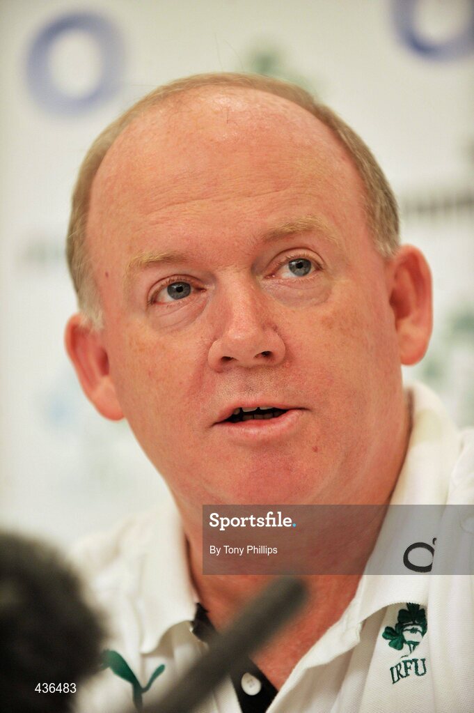 22 June 2010; Ireland head coach Declan Kidney speaking during a team announcement press conference ahead of their game against Australia on Saturday 26 June. Ireland Rugby Squad Press Conference, Hilton Hotel, Brisbane, Australia. Picture credit: Tony Phillips / SPORTSFILE
