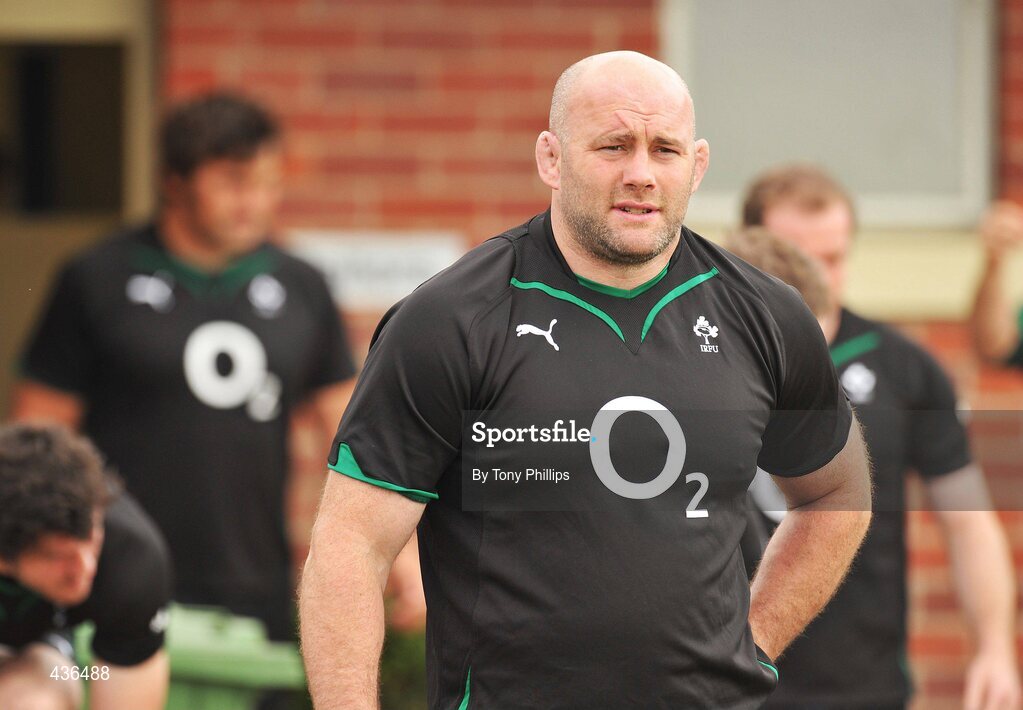 22 June 2010; Ireland's John Hayes during squad training ahead of their game against Australia on Saturday 26 June. Ireland Rugby Squad Training, Anglican Grammar School, Brisbane, Australia. Picture credit: Tony Phillips / SPORTSFILE