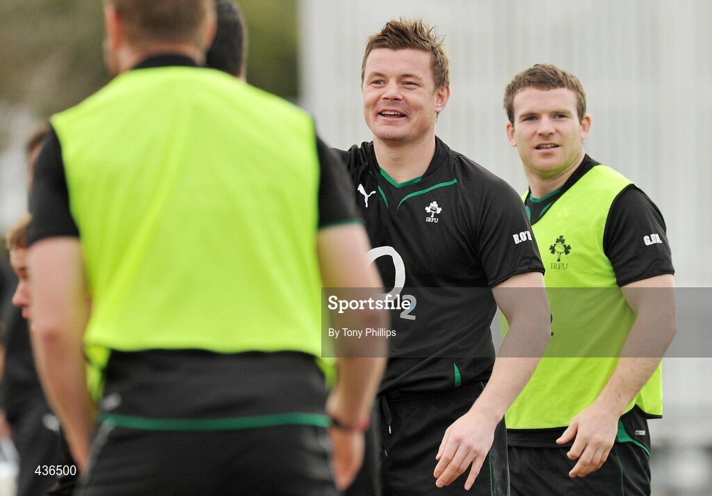 22 June 2010; Ireland's Brian O'Driscoll and Gordon D'Arcy during squad training ahead of their game against Australia on Saturday 26 June. Ireland Rugby Squad Training, Anglican Grammar School, Brisbane, Australia. Picture credit: Tony Phillips / SPORTSFILE