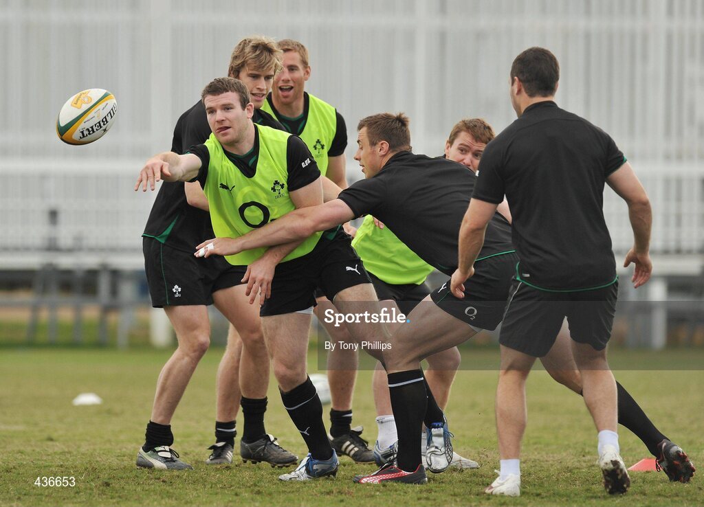 22 June 2010; Ireland's Gordon D'Arcy in action during squad training ahead of their game against Australia on Saturday 26 June. Ireland Rugby Squad Training, Anglican Grammar School, Brisbane, Australia. Picture credit: Tony Phillips / SPORTSFILE