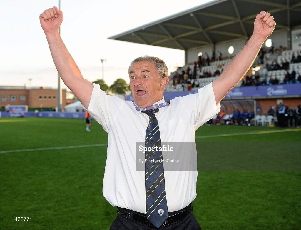 22 June 2010; Republic of Ireland manager Noel King celebrates his side's victory. UEFA Women's Under 17 Championship Finals - Semi-Final, Republic of Ireland v Germany, Colovray Sports Centre, Nyon, Switzerland. Picture credit: Stephen McCarthy / SPORTSFILE
