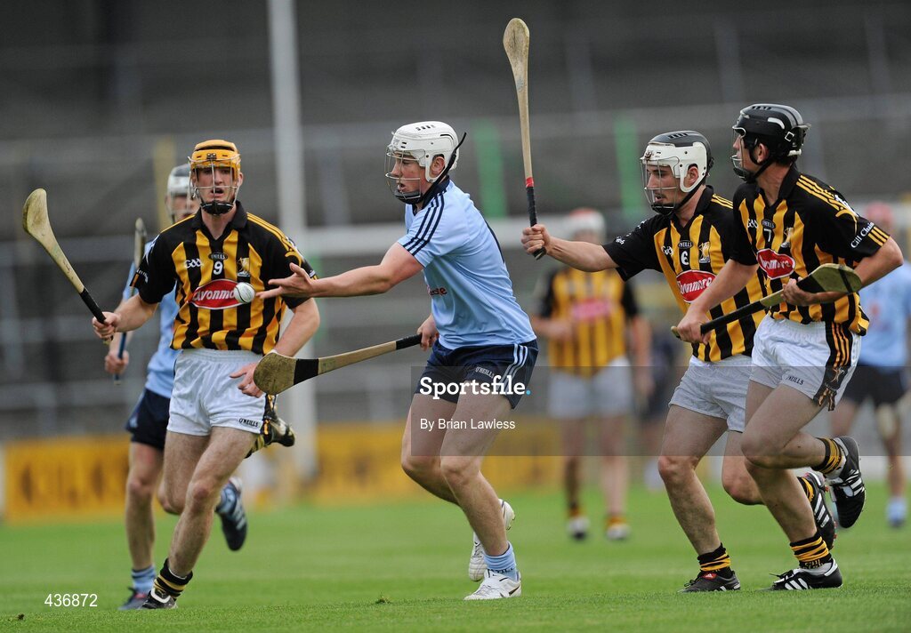 23 June 2010; Liam Rushe, Dublin, in action against, from left, Colin Fennelly, Kieran Mooney and David Langton, Kilkenny. Bord Gais Energy Leinster GAA Hurling Under 21 Championship Semi-Final, Kilkenny v Dublin, Nowlan Park, Kilkenny. Picture credit: Brian Lawless / SPORTSFILE