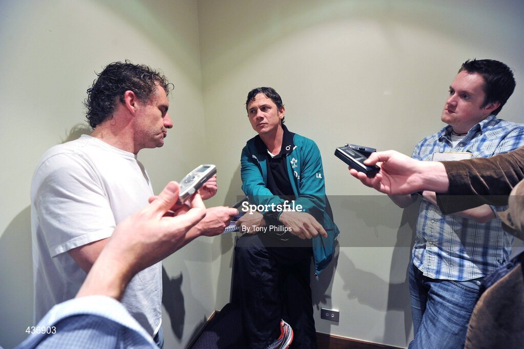 24 June 2010; Ireland defence coach Les Kiss speaking during a press conference ahead of their game against Australia on Saturday 26 June. Ireland rugby squad press conference, Hilton Hotel, Brisbane, Australia. Picture credit: Tony Phillips / SPORTSFILE