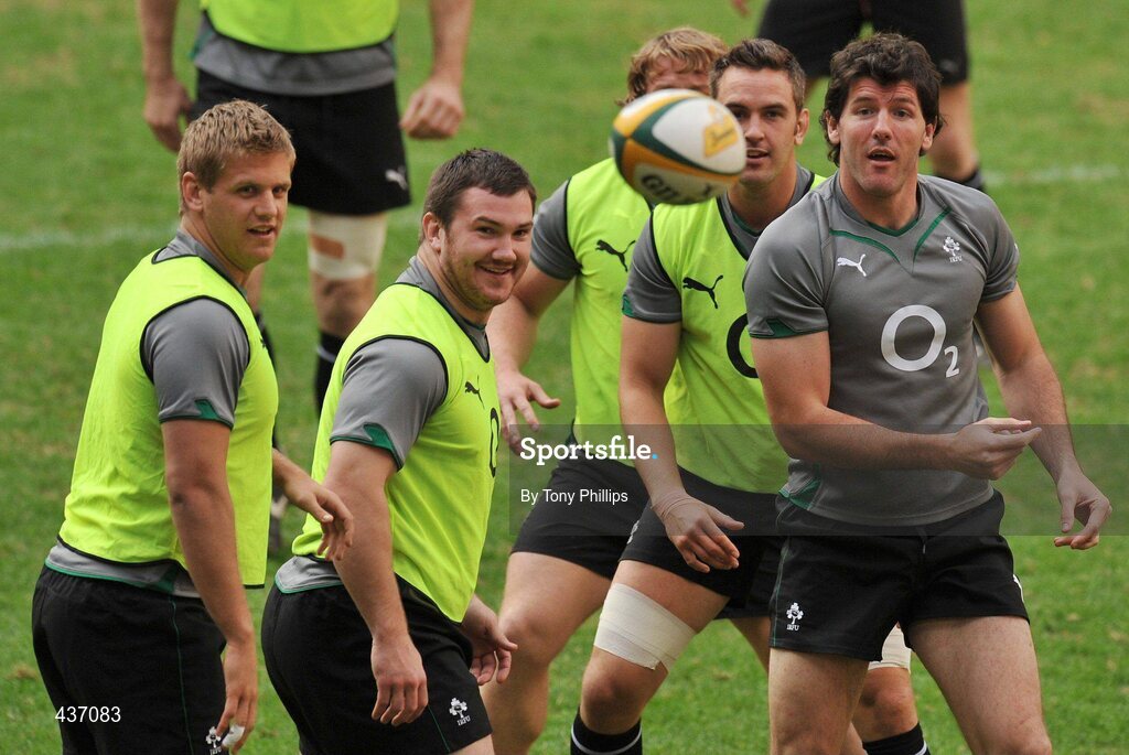 25 June 2010; Ireland players, from left to right, Chris Henry, Damian Varley, Niall Ronan and Shane Horgan in action during the Captain's Run ahead of their game against Australia on Saturday. Suncorp Stadium, Brisbane, Australia. Picture credit: Tony Phillips / SPORTSFILE