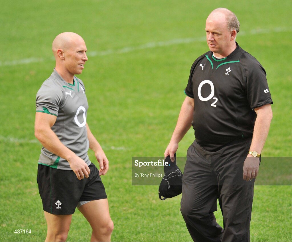 25 June 2010; Ireland's Peter Stringer and head coach Declan Kidney during the Captain's Run ahead of their game against Australia on Saturday. Suncorp Stadium, Brisbane, Australia. Picture credit: Tony Phillips / SPORTSFILE