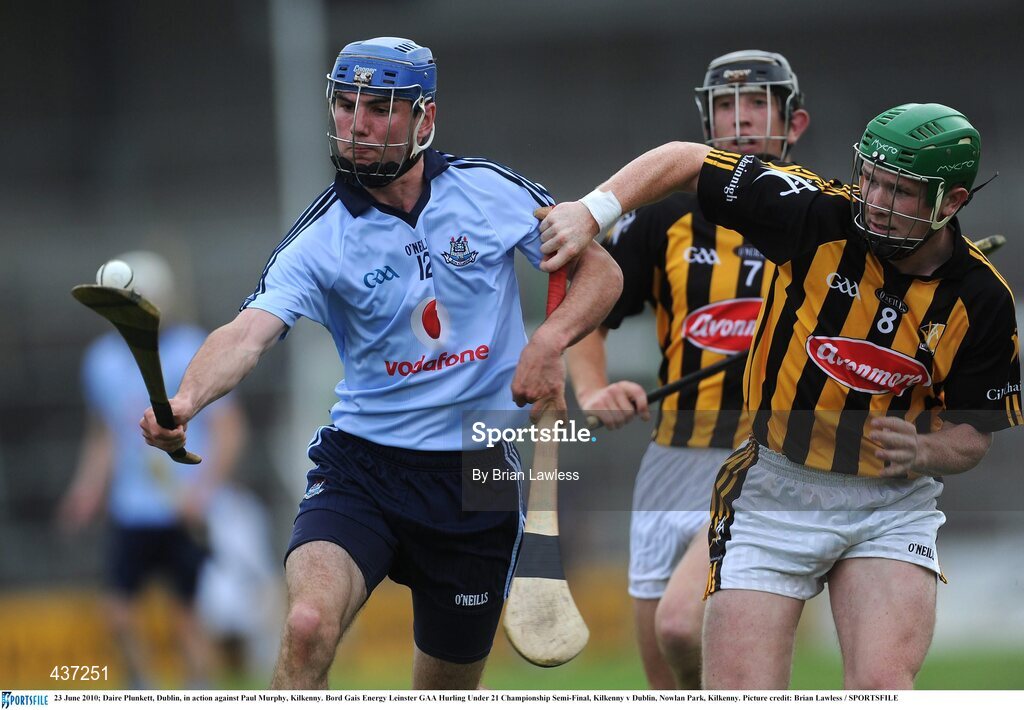 23 June 2010; Daire Plunkett, Dublin, in action against Paul Murphy, Kilkenny. Bord Gais Energy Leinster GAA Hurling Under 21 Championship Semi-Final, Kilkenny v Dublin, Nowlan Park, Kilkenny. Picture credit: Brian Lawless / SPORTSFILE