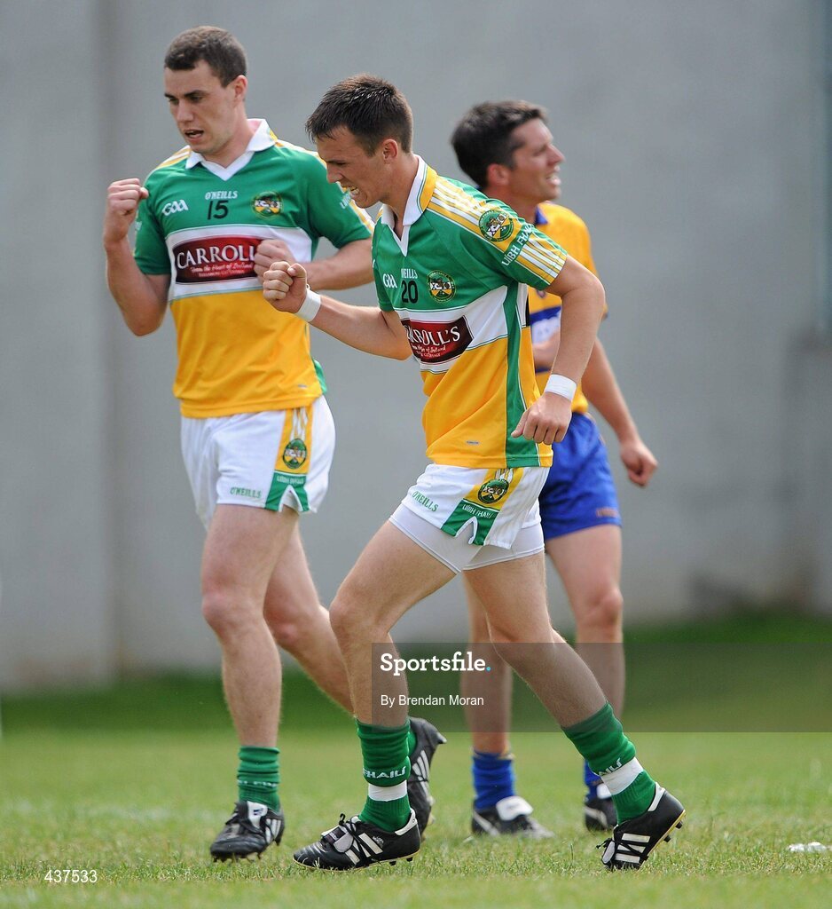 26 June 2010; Graham Guilfoyle, 20, Offaly, celebrates after scoring the equalising point in normal time. GAA Football All-Ireland Senior Championship Qualifier Round 1, Offaly v Clare, O'Connor Park, Tullamore, Co. Offaly. Picture credit: Brendan Moran / SPORTSFILE