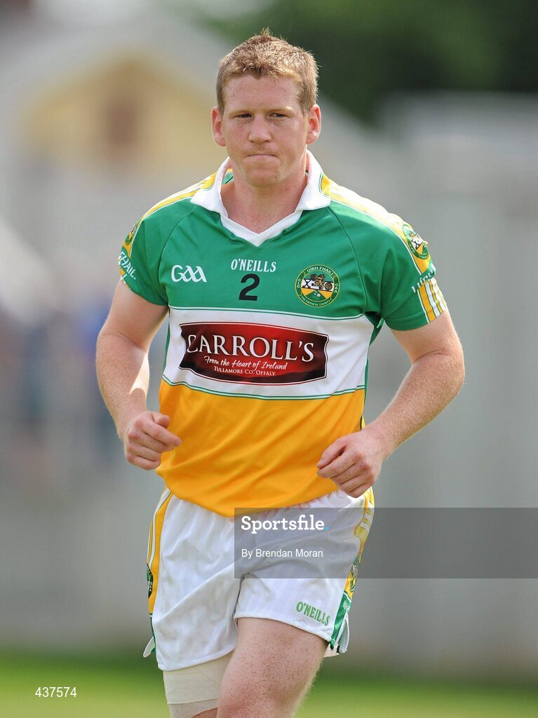 26 June 2010; Brian Darby, Offaly, leaves the pitch after being sent off by referee Martin Higgins for a second yellow card. GAA Football All-Ireland Senior Championship Qualifier Round 1, Offaly v Clare, O'Connor Park, Tullamore, Co. Offaly. Picture credit: Brendan Moran / SPORTSFILE
