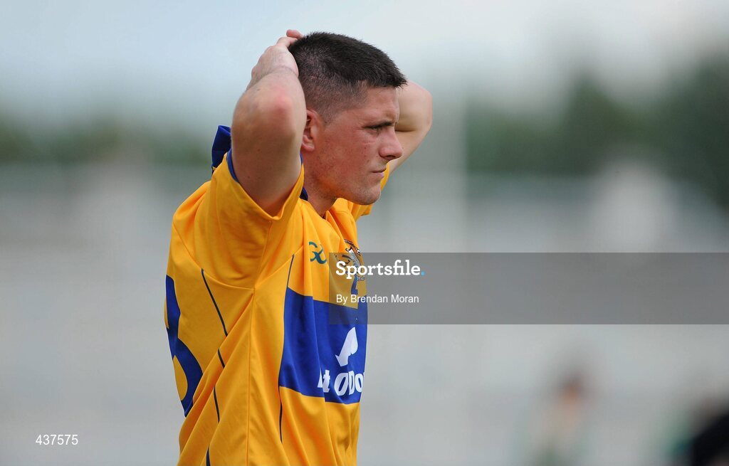 26 June 2010; A dejected Graham Kelly, Clare, who was sent off during extra time for a second yellow card. GAA Football All-Ireland Senior Championship Qualifier Round 1, Offaly v Clare, O'Connor Park, Tullamore, Co. Offaly. Picture credit: Brendan Moran / SPORTSFILE