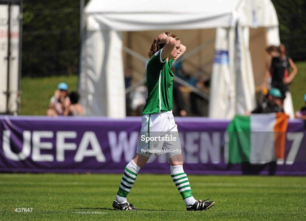 26 June 2010; Jessica Gleeson, Republic of Ireland, after missing a penalty. UEFA Women's Under 17 Championship Final, Spain v Republic of Ireland, Colovray Sports Centre, Nyon, Switzerland. Picture credit: Stephen McCarthy / SPORTSFILE